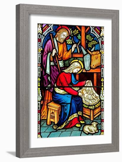 Burnham Deepdale, the Nativity, Stained Glass Window, by Frederick Preedy, 1876, Norfolk, Joseph, M-Frederick Preedy-Framed Giclee Print