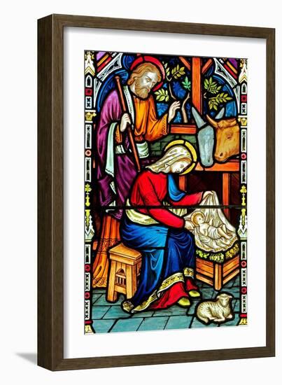 Burnham Deepdale, the Nativity, Stained Glass Window, by Frederick Preedy, 1876, Norfolk, Joseph, M-Frederick Preedy-Framed Giclee Print