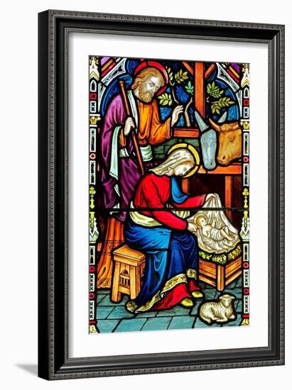 Burnham Deepdale, the Nativity, Stained Glass Window, by Frederick Preedy, 1876, Norfolk, Joseph, M-Frederick Preedy-Framed Giclee Print