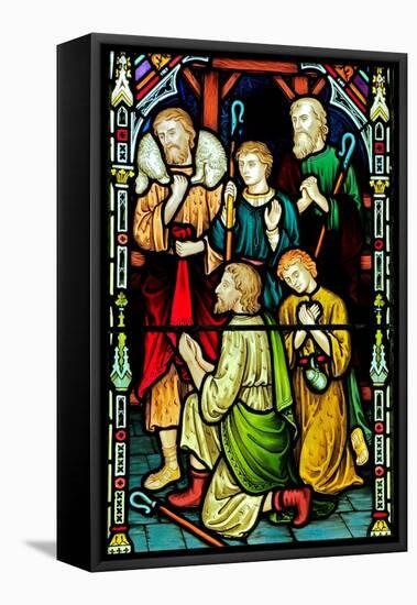 Burnham Deepdale, the Nativity Window, Shepherds, by Frederick Preedy, Norfolk, 1876 (Stained Glass-Frederick Preedy-Framed Premier Image Canvas