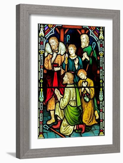 Burnham Deepdale, the Nativity Window, Shepherds, by Frederick Preedy, Norfolk, 1876 (Stained Glass-Frederick Preedy-Framed Giclee Print