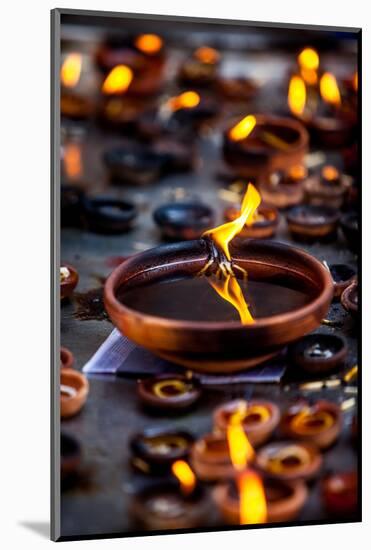 Burning Candles in the Indian Temple during Diwali, The Festival of Lights-Andrey Armyagov-Mounted Photographic Print