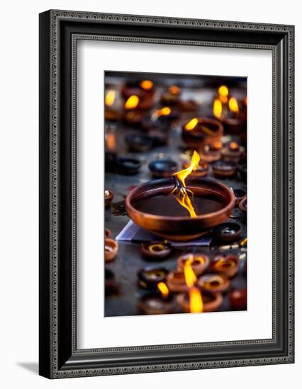 Burning Candles in the Indian Temple during Diwali, The Festival of Lights-Andrey Armyagov-Framed Photographic Print