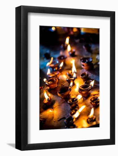 Burning Candles in the Indian Temple during Diwali, The Festival of Lights-Andrey Armyagov-Framed Photographic Print