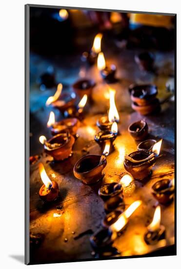Burning Candles in the Indian Temple during Diwali, The Festival of Lights-Andrey Armyagov-Mounted Photographic Print