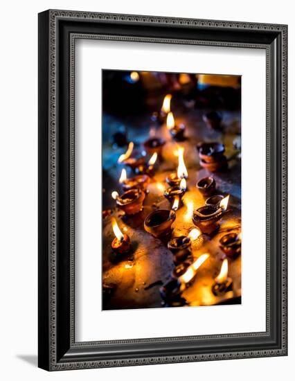 Burning Candles in the Indian Temple during Diwali, The Festival of Lights-Andrey Armyagov-Framed Photographic Print