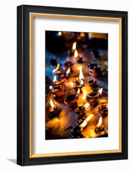 Burning Candles in the Indian Temple during Diwali, The Festival of Lights-Andrey Armyagov-Framed Photographic Print