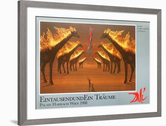 Burning Giraffes in Brown-Salvador Dalí-Framed Art Print