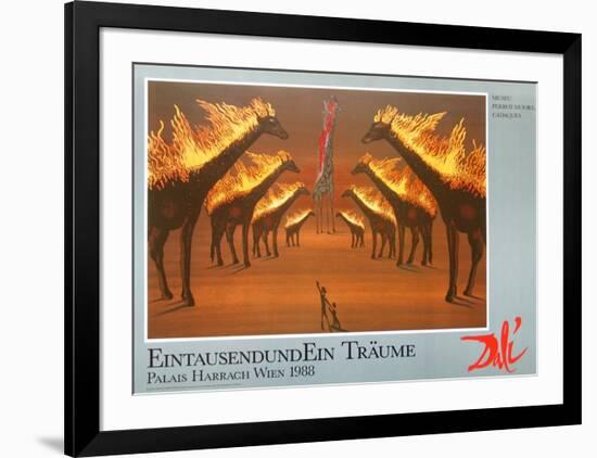 Burning Giraffes in Brown-Salvador Dalí-Framed Art Print