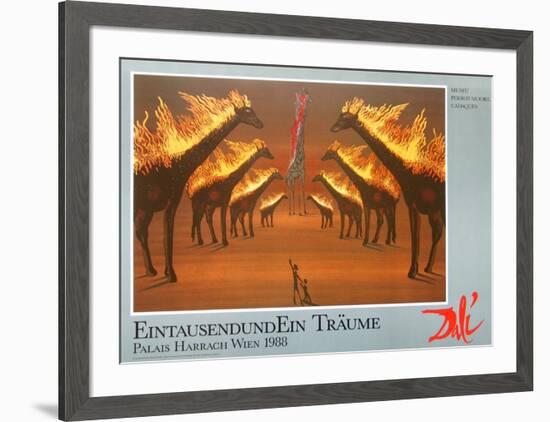 Burning Giraffes in Brown-Salvador Dalí-Framed Art Print