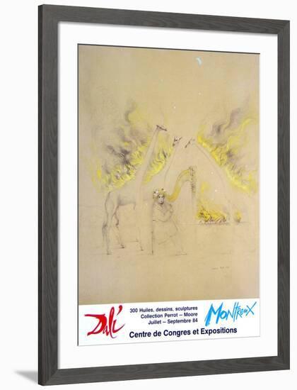 Burning Giraffes in Yellow-Salvador Dalí-Framed Art Print