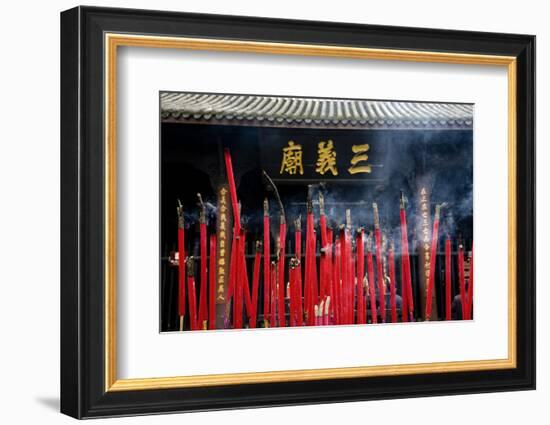 Burning Incense in the Temple of Three Kingdoms, Wuhou Memorial, Chengdu, Sichuan, China-William Perry-Framed Photographic Print