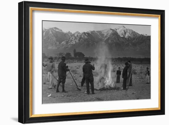 Burning Leaves, Autumn Dawn-Ansel Adams-Framed Art Print