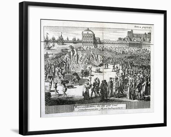 Burning of Heretics Sentenced by the Inquisition, 1759-null-Framed Giclee Print