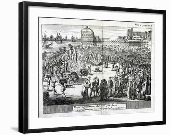 Burning of Heretics Sentenced by the Inquisition, 1759-null-Framed Giclee Print