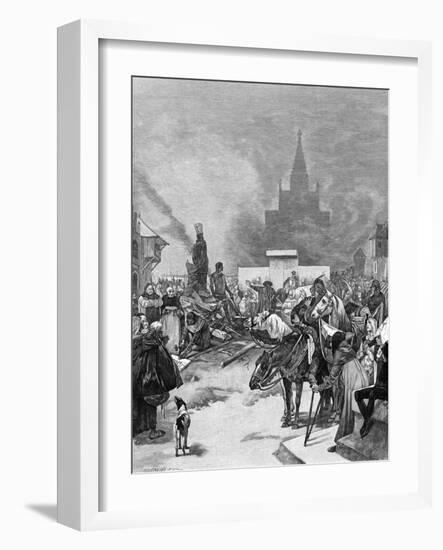 Burning of Hus-Alphonse Mucha-Framed Art Print