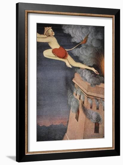 Burning of Lanka, 1913-K Venkatappa-Framed Giclee Print