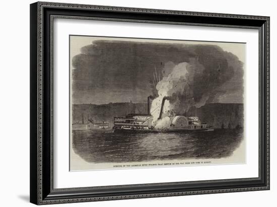 Burning of the American River Steamer Isaac Newton on Her Way from New York to Albany-null-Framed Giclee Print