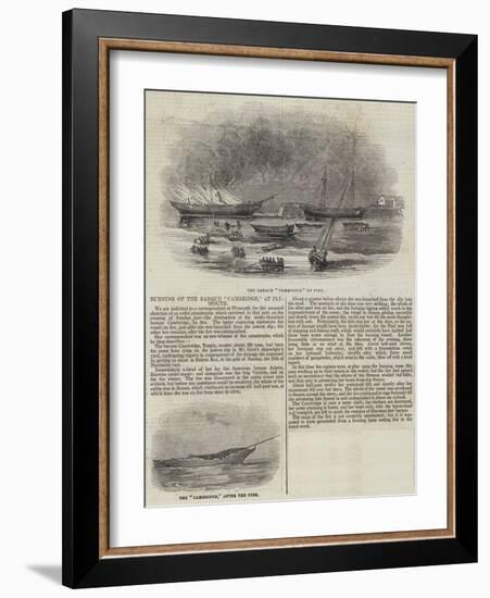 Burning of the Barque Cambridge, at Plymouth-null-Framed Giclee Print