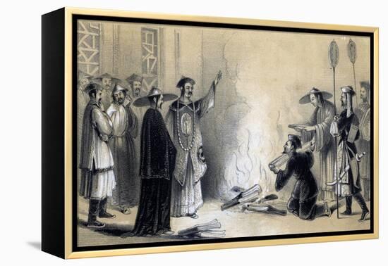 Burning of the Chinese Books, 3rd Century BC-JW Giles-Framed Premier Image Canvas