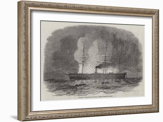 Burning of The City of Pittsburg, American Merchant Steamer-null-Framed Giclee Print