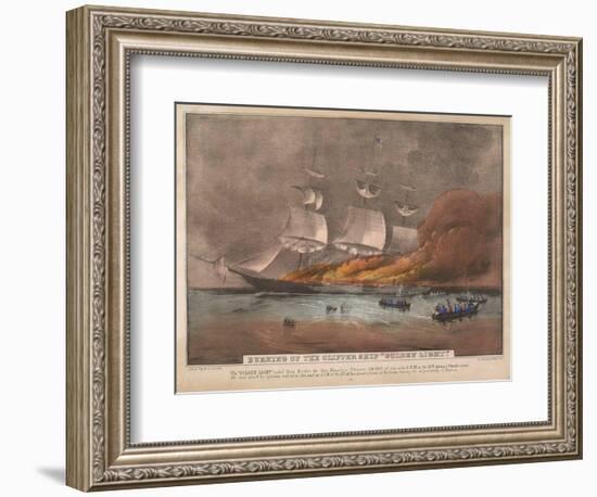 Burning of the Clipper Ship, 'Golden Light'-Currier & Ives-Framed Giclee Print