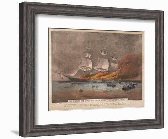 Burning of the Clipper Ship, 'Golden Light'-Currier & Ives-Framed Giclee Print