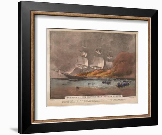 Burning of the Clipper Ship, 'Golden Light'-Currier & Ives-Framed Giclee Print