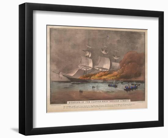 Burning of the Clipper Ship, 'Golden Light'-Currier & Ives-Framed Giclee Print