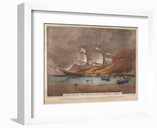 Burning of the Clipper Ship, 'Golden Light'-Currier & Ives-Framed Giclee Print