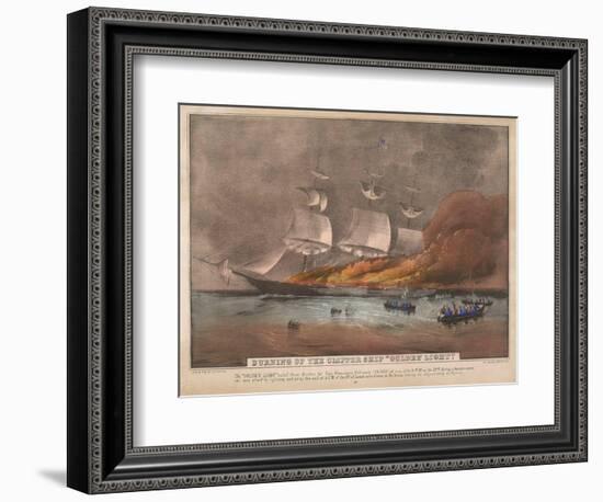 Burning of the Clipper Ship, 'Golden Light'-Currier & Ives-Framed Giclee Print