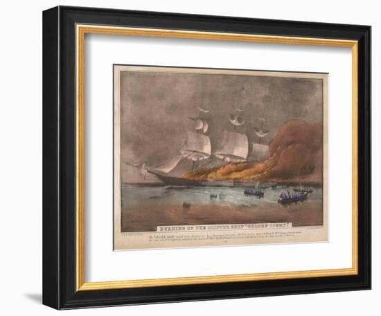 Burning of the Clipper Ship, 'Golden Light'-Currier & Ives-Framed Giclee Print