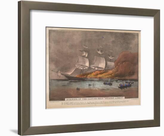 Burning of the Clipper Ship, 'Golden Light'-Currier & Ives-Framed Giclee Print