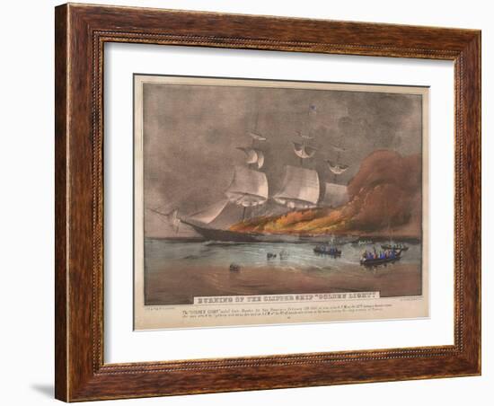 Burning of the Clipper Ship, 'Golden Light'-Currier & Ives-Framed Giclee Print