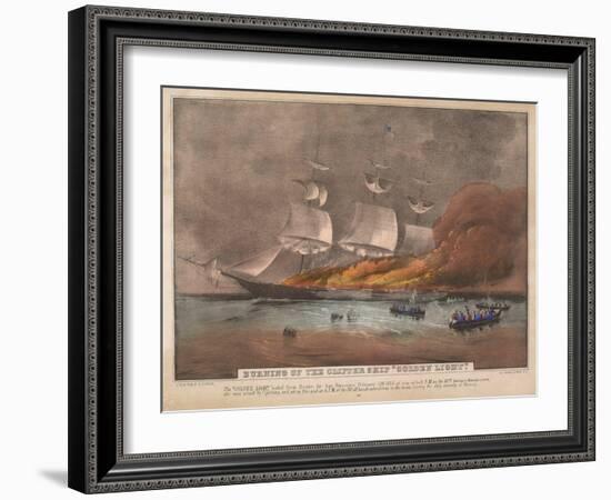 Burning of the Clipper Ship, 'Golden Light'-Currier & Ives-Framed Giclee Print