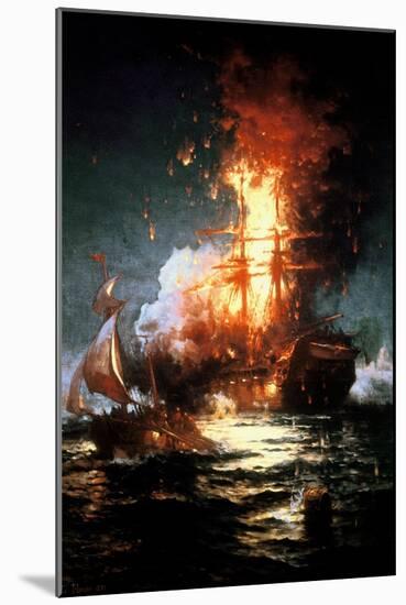 Burning of the Frigate Philadelphia-Edward Moran-Mounted Giclee Print