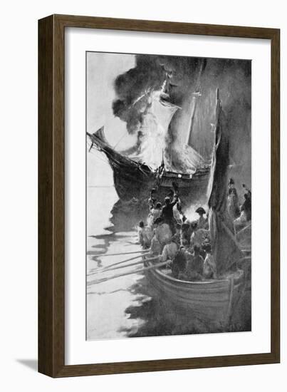 Burning of the 'Gaspee'-Howard Pyle-Framed Giclee Print