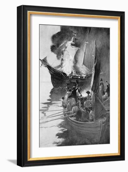 Burning of the 'Gaspee'-Howard Pyle-Framed Giclee Print