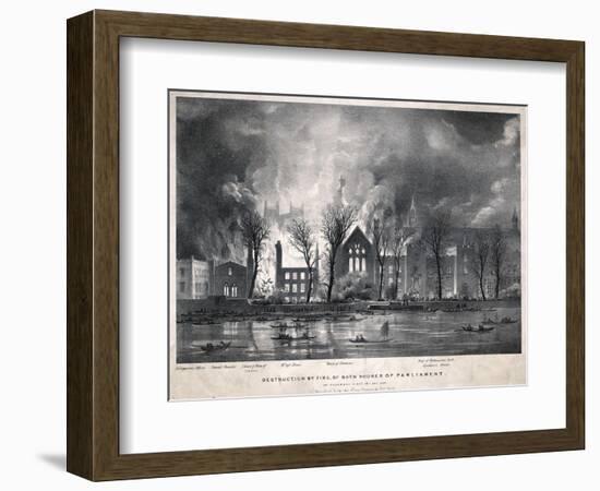 Burning of the Houses of Parliament-null-Framed Art Print