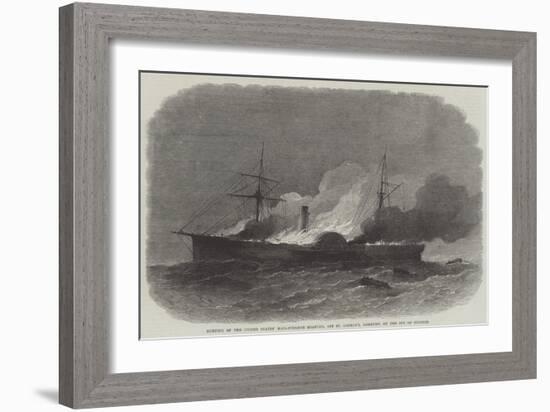 Burning of the United States' Mail-Steamer Roanoke, Off St George'S, Bermuda, on 9 October-Edwin Weedon-Framed Giclee Print