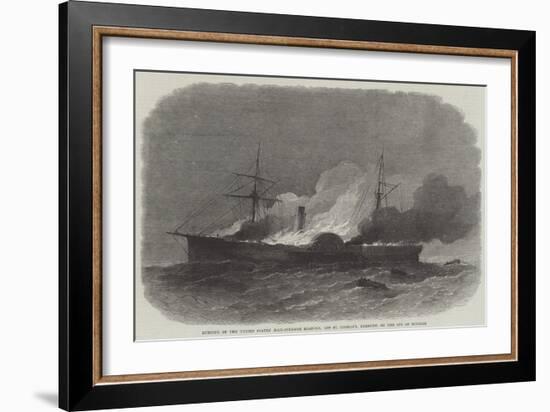 Burning of the United States' Mail-Steamer Roanoke, Off St George'S, Bermuda, on 9 October-Edwin Weedon-Framed Giclee Print