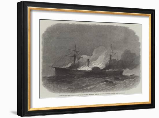 Burning of the United States' Mail-Steamer Roanoke, Off St George'S, Bermuda, on 9 October-Edwin Weedon-Framed Giclee Print