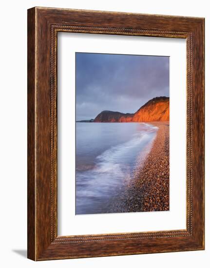 Burning Red Cliffs at Sidmouth on the Jurassic Coast, Devon, England. Winter-Adam Burton-Framed Photographic Print