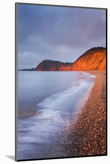 Burning Red Cliffs at Sidmouth on the Jurassic Coast, Devon, England. Winter-Adam Burton-Mounted Photographic Print