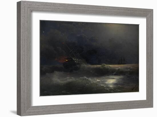 Burning Ship (An Episode of the Russian-Turkish War), 1896-Ivan Konstantinovich Aivazovsky-Framed Giclee Print