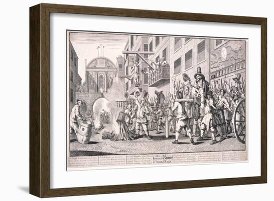 Burning the Rumps at Temple Bar, London, 1726-William Hogarth-Framed Giclee Print