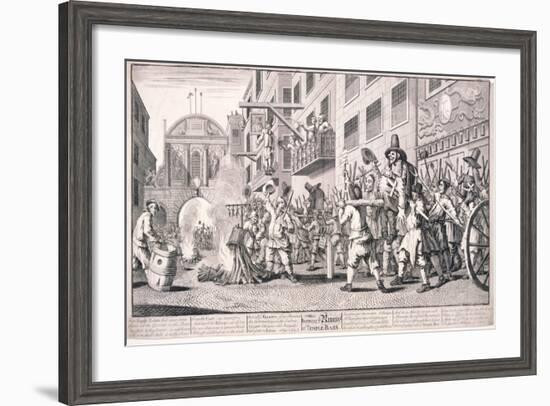 Burning the Rumps at Temple Bar, London, 1726-William Hogarth-Framed Giclee Print