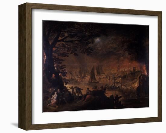 Burning Town by the Sea-Josse de Momper the Younger-Framed Giclee Print