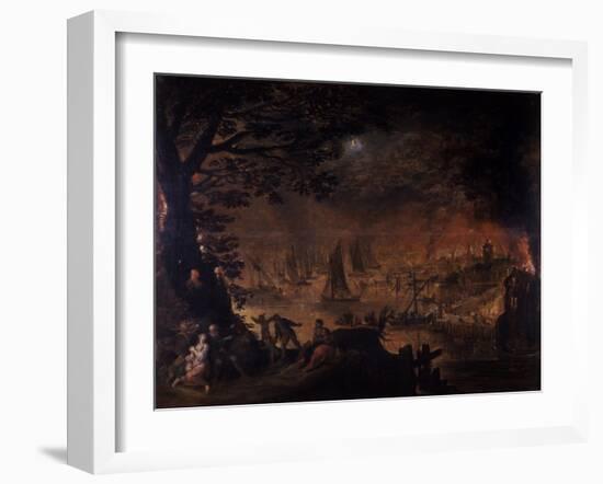 Burning Town by the Sea-Josse de Momper the Younger-Framed Giclee Print