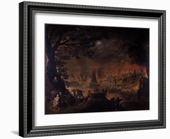 Burning Town by the Sea-Josse de Momper the Younger-Framed Giclee Print